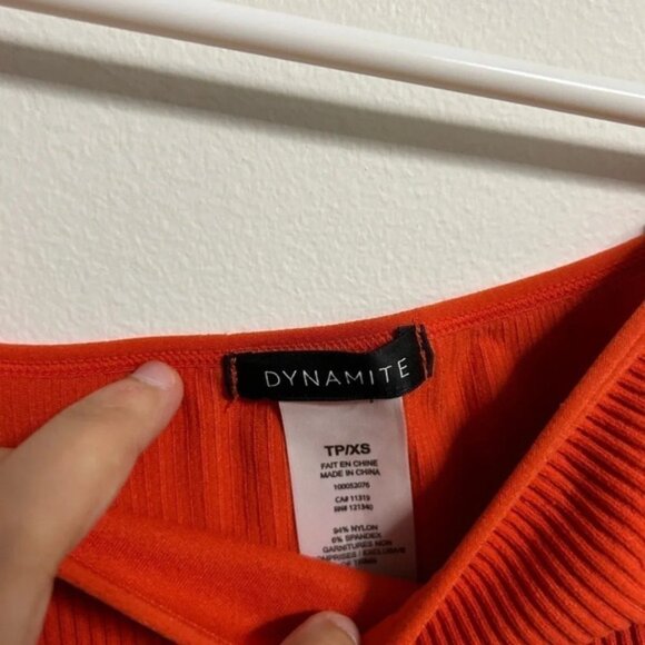Dynamite Orange Ribbed One Shoulder Tank ‎ Top - Picture 3 of 3